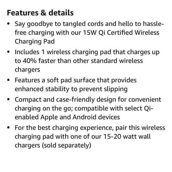 AT&T 15W Fast Charge Wireless Charging Pad Black New - Picture 3 of 11